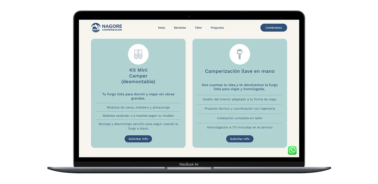 Diseño de imagen corporativa y desarrollo web Nagore